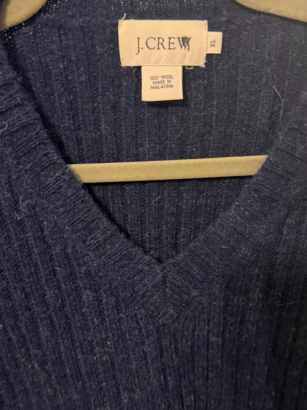 J. Crew Navy Ribbed 100% Wool V-Neck Sweater Vest